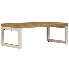Coffee Table Natural wood and white steel Solid mango wood and steel