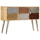 Sideboard Naturally stained wood with multicolored patterns