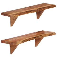 Wall Shelf Set of 2 Natural wood Solid acacia wood Medium