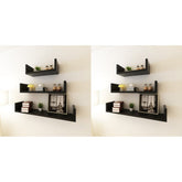 Wall Rack Set of 6 Black MDF Small, Medium, Large Wall mounting