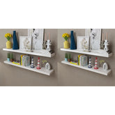 Wall Rack Set of 4 White MDF 47.2 in long Wall Mounted