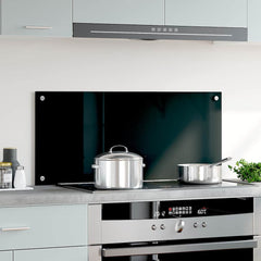Kitchen Backsplash Black 35.4x15.7 Tempered Glass
