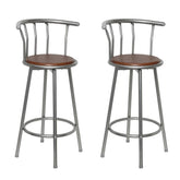 Bar Stool Set of 2 Brown MDF, Steel Standard Swivel Bar Stool