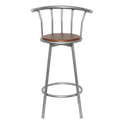 Bar Stool Set of 2 Brown MDF, Steel Standard Swivel Bar Stool