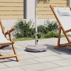 Polished granite and stainless steel parasol stand with adjustable grip and integrated handle.