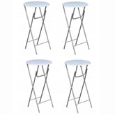 Bar Table Set of 4 Cream MDF Tabletop, Iron Legs Standard