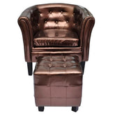 Chesterfield Set of 2 Brown Faux Leather Standard Durable