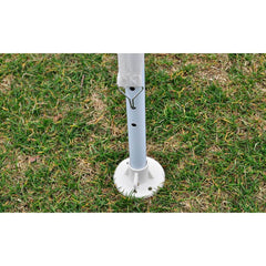 White steel frame garden gazebo with a pyramid roof, measuring 10'x10' for outdoor events.