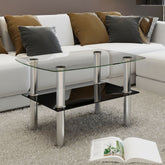 Coffee Table Transparent, Black Tempered Glass Small Durable