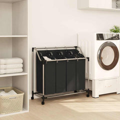Laundry Sorter with 4 Bags Black Gray