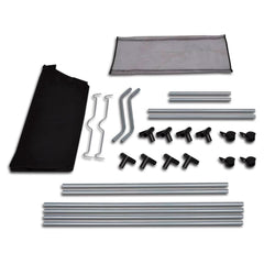 Black steel frame laundry sorter with four removable bags and smooth-rolling casters.