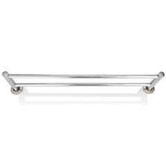 Stainless steel 2-tube towel rack, 23.6 inches wide, wall-mounted.