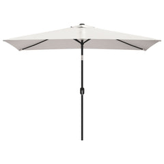 White rectangular garden parasol with sand finish, measuring 78.7 by 118.1 inches.