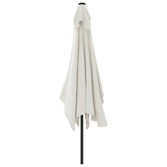 Sand white rectangular garden parasol, 78.7x118.1 inches, with black pole.