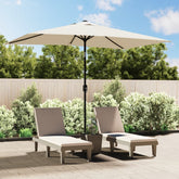 Sand white rectangular garden parasol with crank tilt, 78.7x118.1 inches, on patio.
