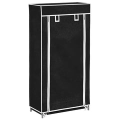 Fabric Shoe Cabinet with Cover 23 x 11 x 42 Black