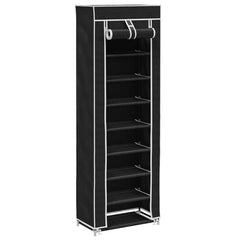 Shoe Rack Black Polyethylene fabric and powder-coated steel Large