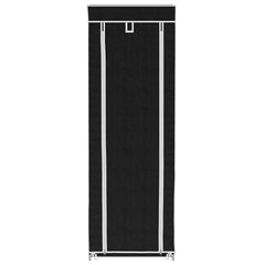 Shoe Rack Black Polyethylene fabric and powder-coated steel Large