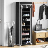 Shoe Rack Black Polyethylene fabric and powder-coated steel Large