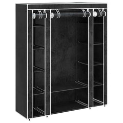 Cabinet Black Non-woven Fabric, Iron Collapsible Fabric Wardrobe