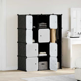 Modular Cabinet Black and White Plastic and Chromed Steel