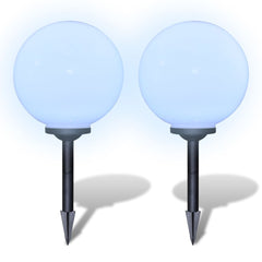 Bostome LED solar pathway light with an 11.8" white glossy ball and spike for easy installation.