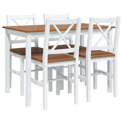 Dining Set Brown and White Pine wood Large Durable Dining Set