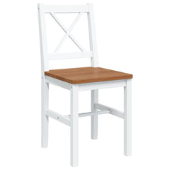 Dining Set Brown and White Pine wood Large Durable Dining Set
