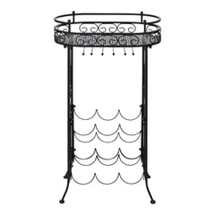 Wine Rack with Glass Holder for 9 Bottles Metal
