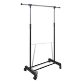 Clothes Rack Silver, Black Stainless Steel, PP Plastic Adjustable