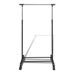 Clothes Rack Silver, Black Stainless Steel, PP Plastic Adjustable