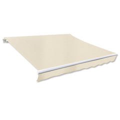 Cream polyester awning canvas top, 20 by 10 feet, extended on a white frame.