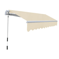 Cream polyester awning canvas top, 20 feet by 10 feet, with scalloped edges and grommets.