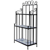 Plant Stand Blue and white mosaic Iron frame and ceramic tile
