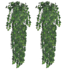 Two 35-inch green artificial ivy bushes, each with 339 leaves, shown side by side.