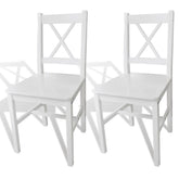 Dining Chair Set of 2 White Solid Pine Wood 33.1 inches tall
