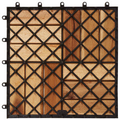 Decking Tile 10 pcs Brown 11.81 x 11.81 in Acacia Hardwood