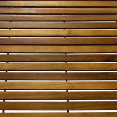 Two acacia wood bath mats with slatted design and non-slip backing, each 31.5 by 19.7 inches.