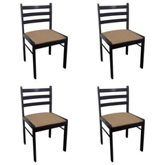 Chair Set of 4 Brown Solid rubber wood and polyester Medium