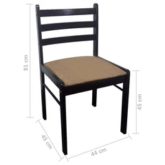 Chair Set of 4 Brown Solid rubber wood and polyester Medium