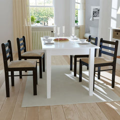 Chair Set of 4 Brown Solid rubber wood and polyester Medium