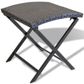 Garden Chair Black Poly Rattan Collapsible Folding Stool Square