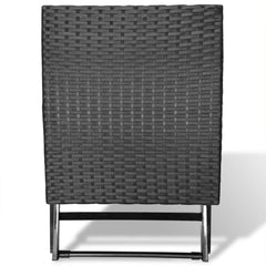 Garden Chair Black Poly Rattan Collapsible Folding Stool Square