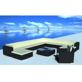 Garden Lounge Set Black, Cream White
