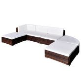 Patio Furniture Set Set of 6 Brown Poly Rattan 6-Piece Set