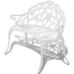 Garden Bench White Cast Aluminum and Cast Iron 39.4 in Durable