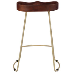 Bar Chair Set of 2 Walnut brown and brass