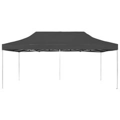 Anthracite aluminum folding party tent, 19.7 feet by 9.8 feet, with sloped roof and legs.