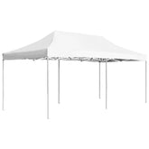White 19.7'x9.8' aluminum folding party tent with sloped roof and sturdy frame.