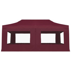Wine red aluminum folding party tent, 19.7'x9.8', with walls and PVC windows.